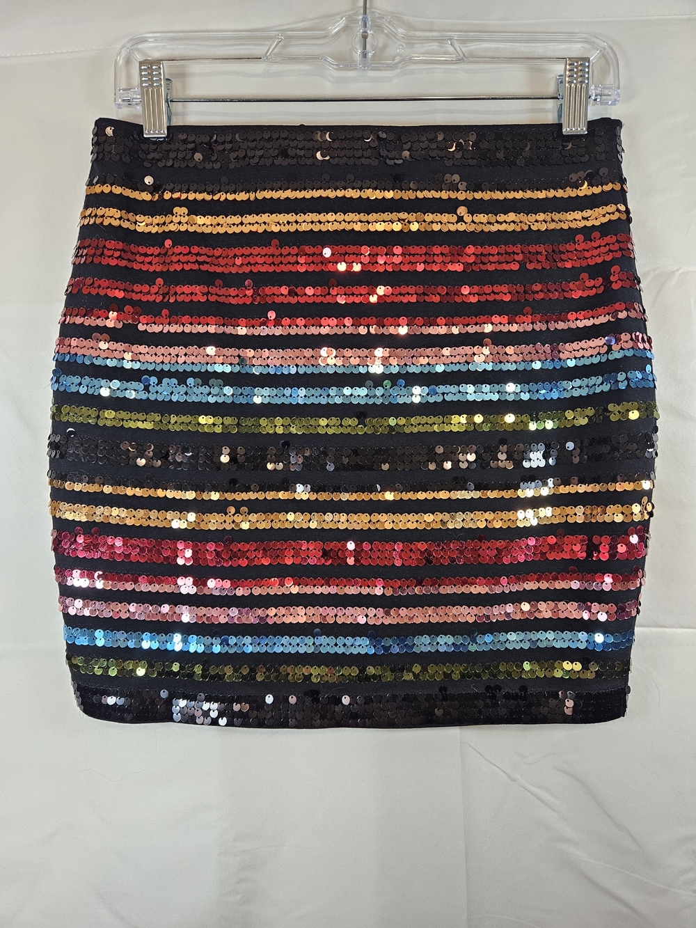 Express Multicolor Sequin Stripe Mini Skirt Cocktail Party Fairycore Festival